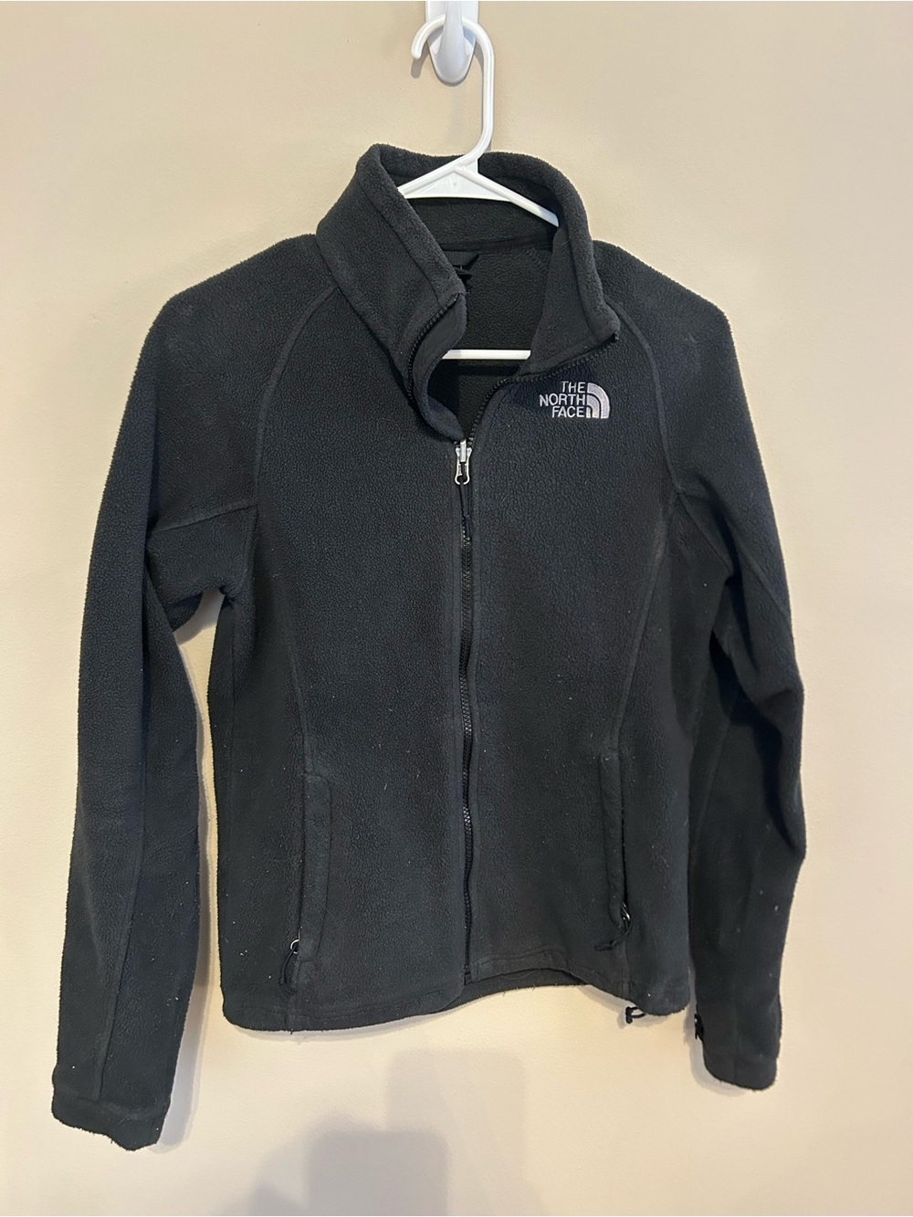 The North Face Black Fleece Jacket with White Logo